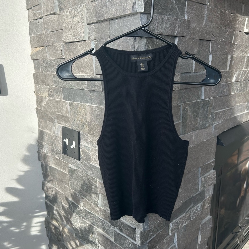 House of Harlow 1960 Black Ribbed Tank Top